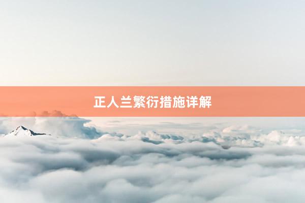 正人兰繁衍措施详解